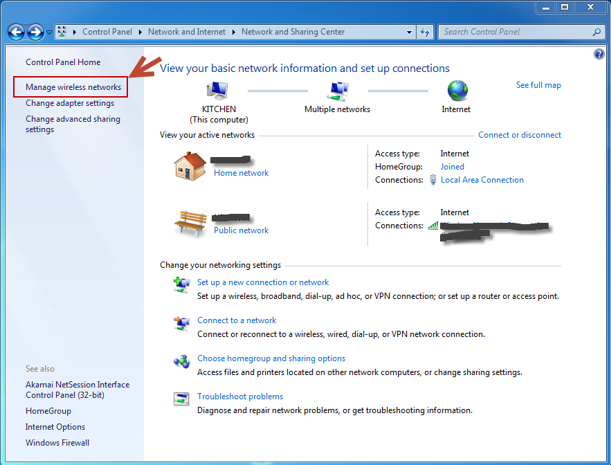 manage wireless networks windows 8 missing